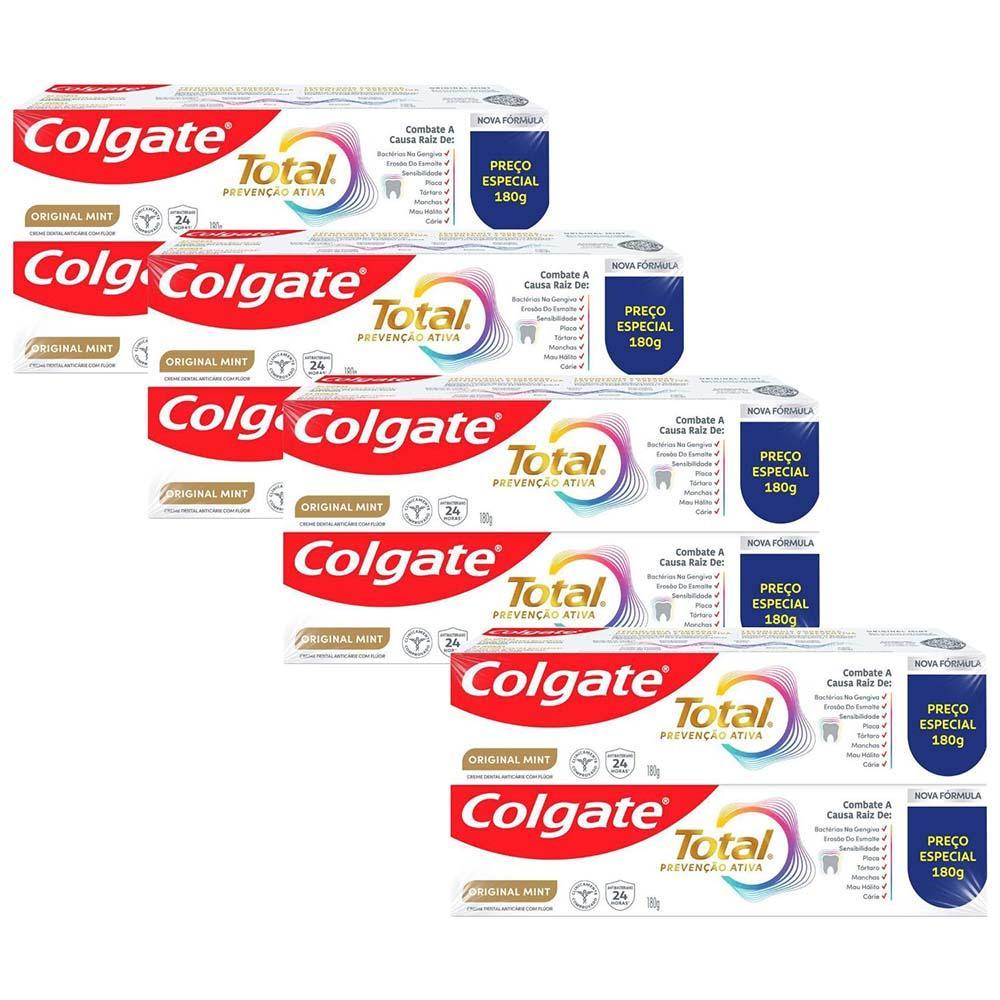Kit 4 Cremes Dentais Colgate Total Original Mint Prevenção Ativa 180g 2un Cada em Oferta na Shopee