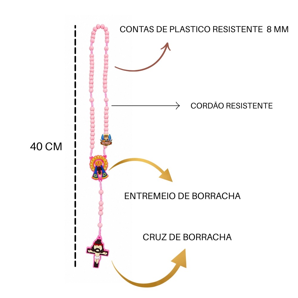 Terço Criança Rezar Devotos com Embalagem Menina — imagem 2 de 2