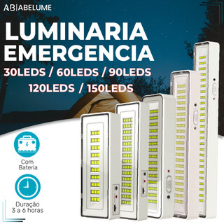 Luminária Emergência Lâmpada 150, 120, 90, 60 ou 30 Leds Recarregável Bivolt Luz Branca F…
