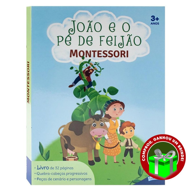 Livro Montessori Clássicos (Livro-jogo): João e o Pé de Feijão SBN Crianças Filhos Infantil Desenho