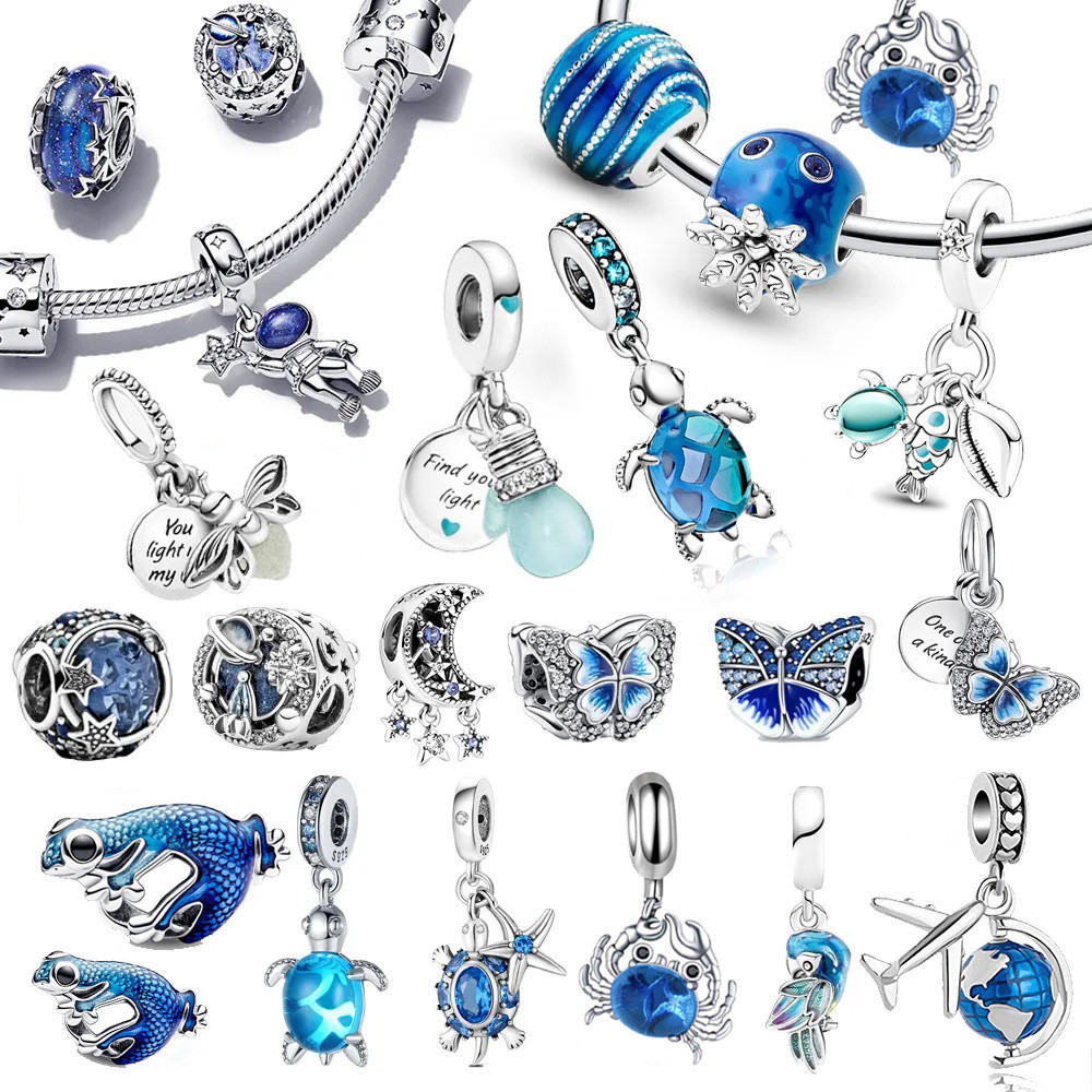 Promoção De Hoje : Berloque Charm Pendant P 925 Prata Azul Mar Enchants Tartaruga E Caranguejo Céu Estrelado