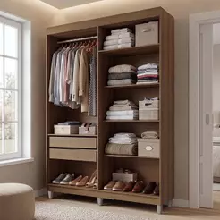 Guarda-Roupa Closet com Pés 2 Gavetas 121 cm Rustic Venus Madesa