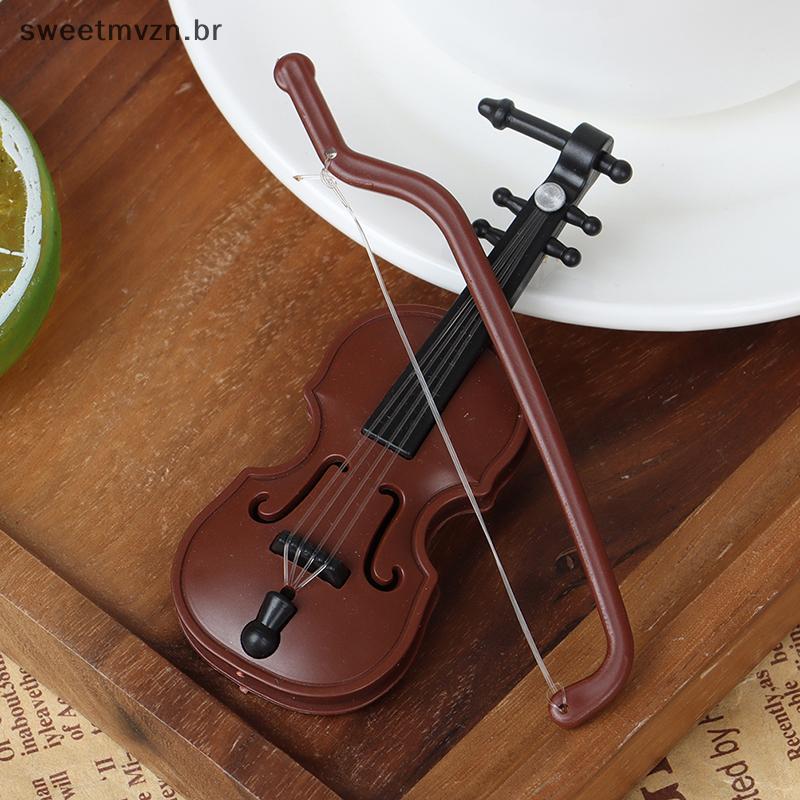 sweetmvzn 1 Conjunto Mini Violino De Plástico Casa De Bonecas Artesanato Decorativo Instrumento Musical BR