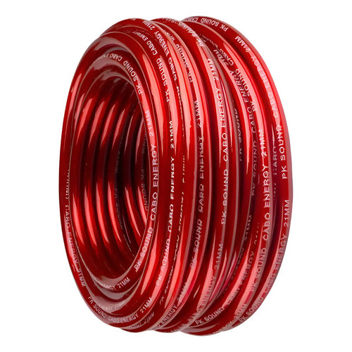 Rolo Fio Cabo Permak Som Automotivo 6mm - 6 Mts  Vermelho