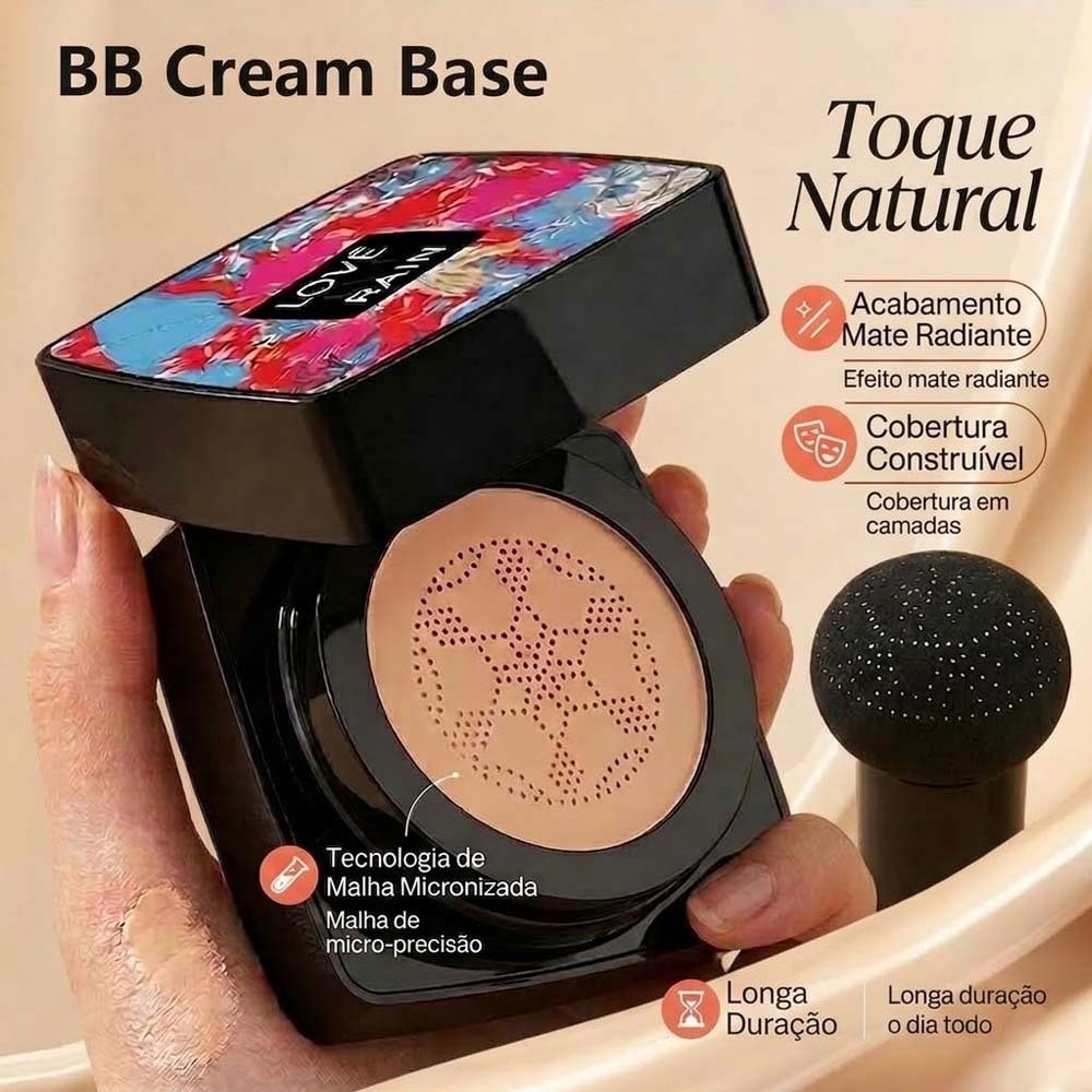 BB Cream Foundation/Concealer with Mushroom-Shaped Sponge Makeup Whitening Cream Martin Natural  HB2006