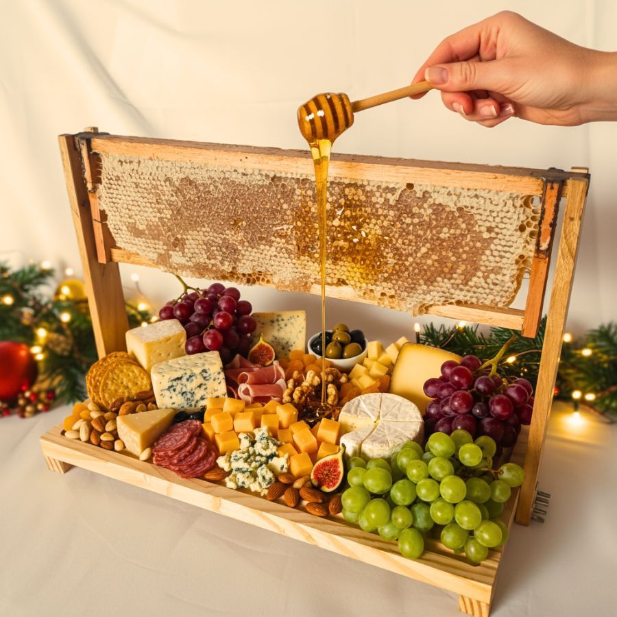 Suporte Madeira + Favo de Mel Grande +Tabua de Madeira Decorativa para Festa de Casamento Aniversario Jantares Especiais