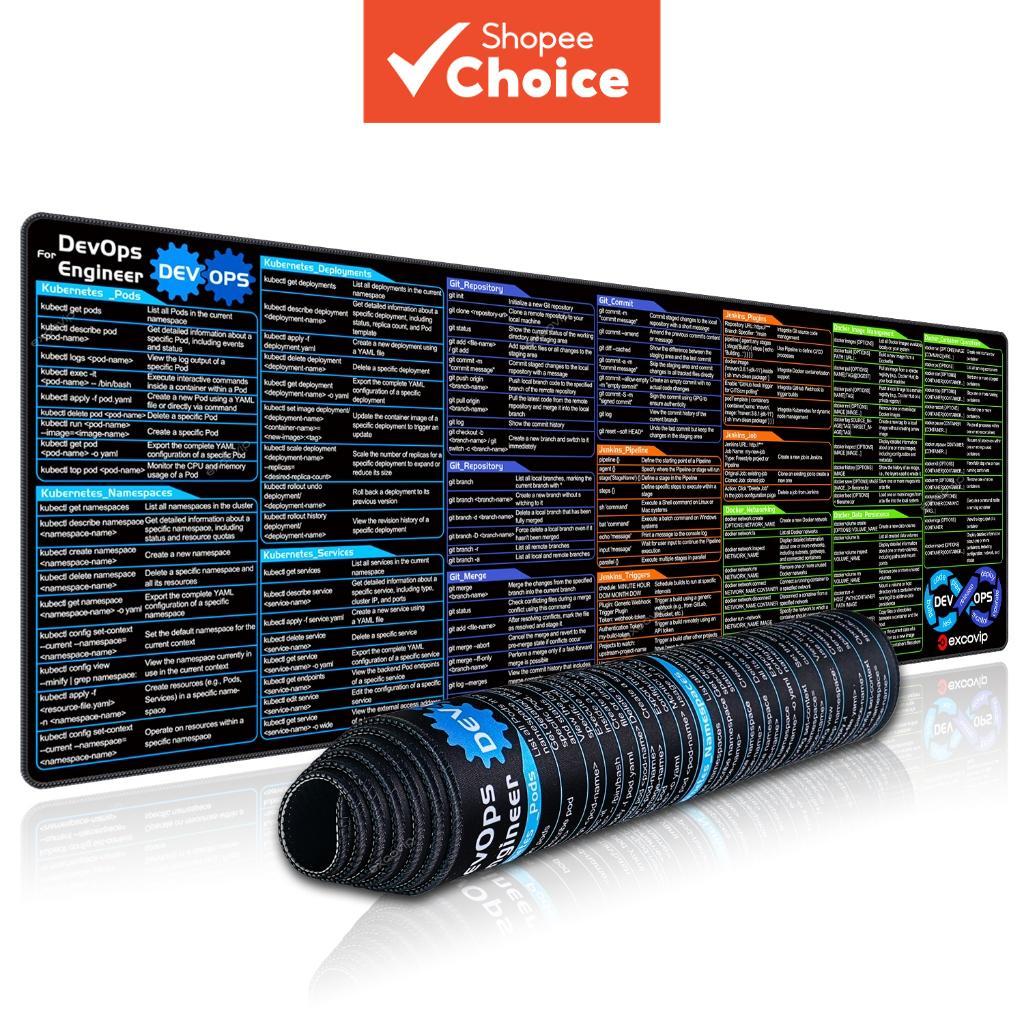 Para DevOps Teclas De Atalho Mouse Pad Linguagem De Programação Em Inglês Grande Tapete De Mesa Borda Costurada Conforto