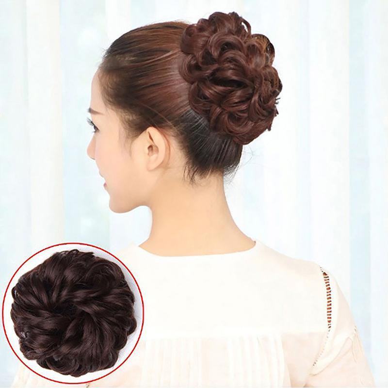 Cabelo Sintético Coque Peruca Senhoras Rabo De Cavalo Extensão Do Scrunchie Onda Elástica Encaracolado Hairpieces Envolt