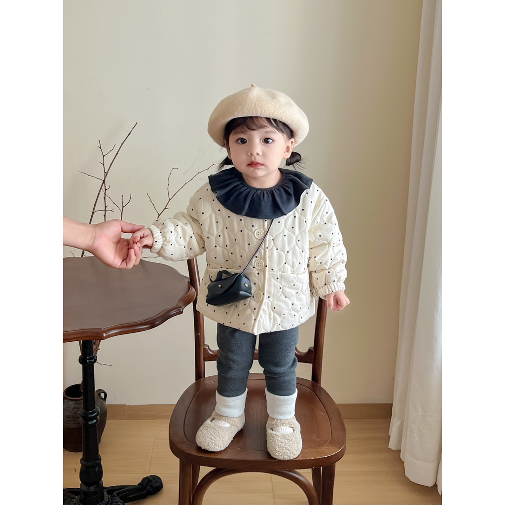 Roupas de bebê meninas terno outono inverno 2025 novo estilo roupas de inverno do bebê moda acolchoado jaqueta Leggings