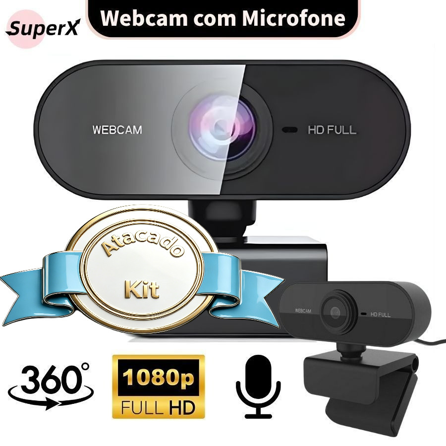 Atacado kit 5/10 pcs Webcam Full HD 1080p Microfone Integrado USB PC Notebook Home Office Aula Online Fama Variedade