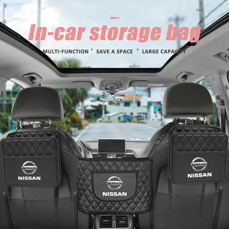 Bolsa de Armazenamento para Encosto de Banco de Carro, Acessórios Internos para Nissan Juke Rogue Xtrail GTR 350Z 370Z 2