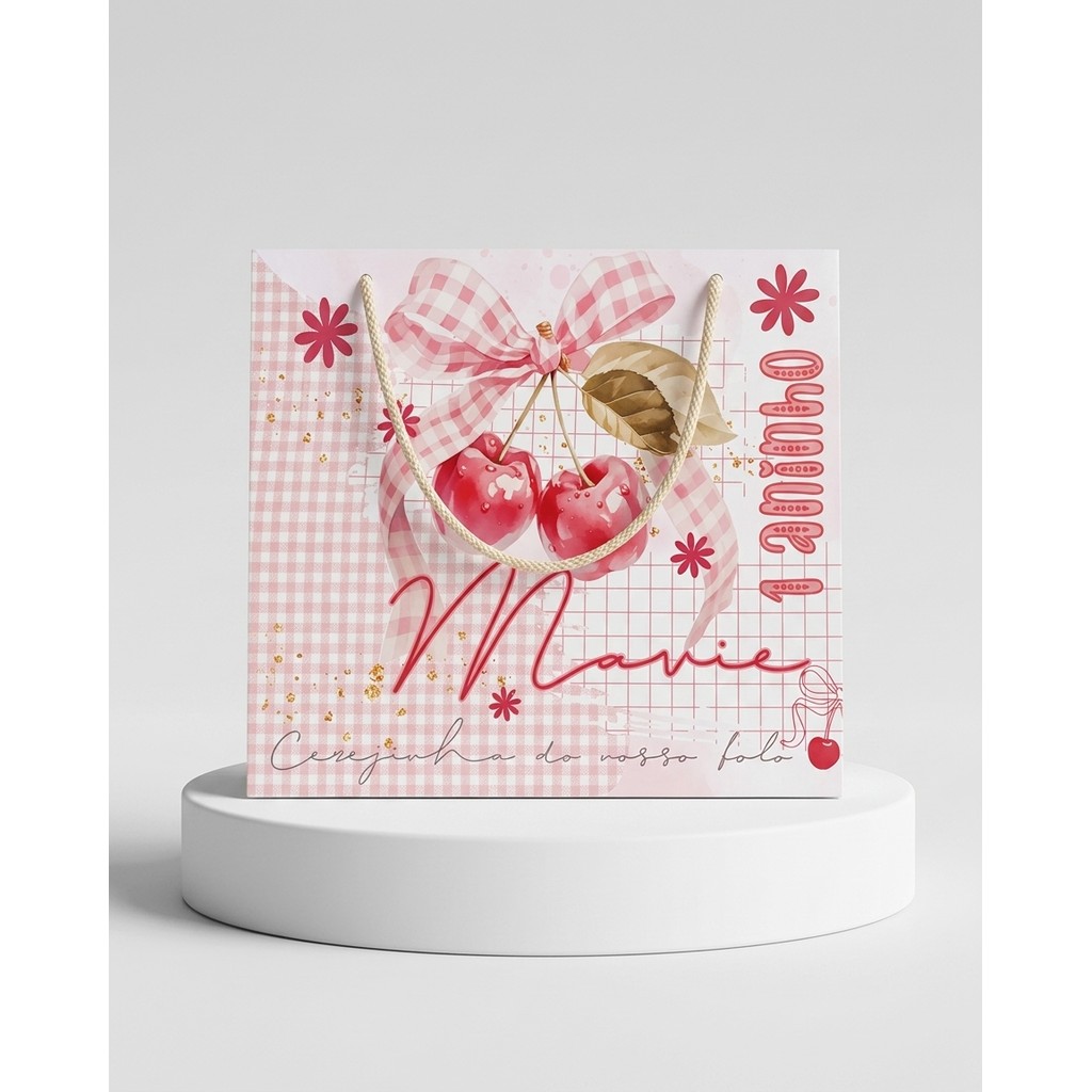 Sacola Personalizada Cerejinha | Festa Infantil | Lembrancinha Pegue e Monte | Envio Rápido