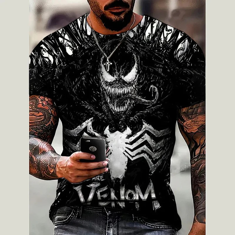 Verão 3D Impresso Masculino Marvel Venom Camiseta Roupas Casuais Moda Na Legal streetwear Topo PNGO