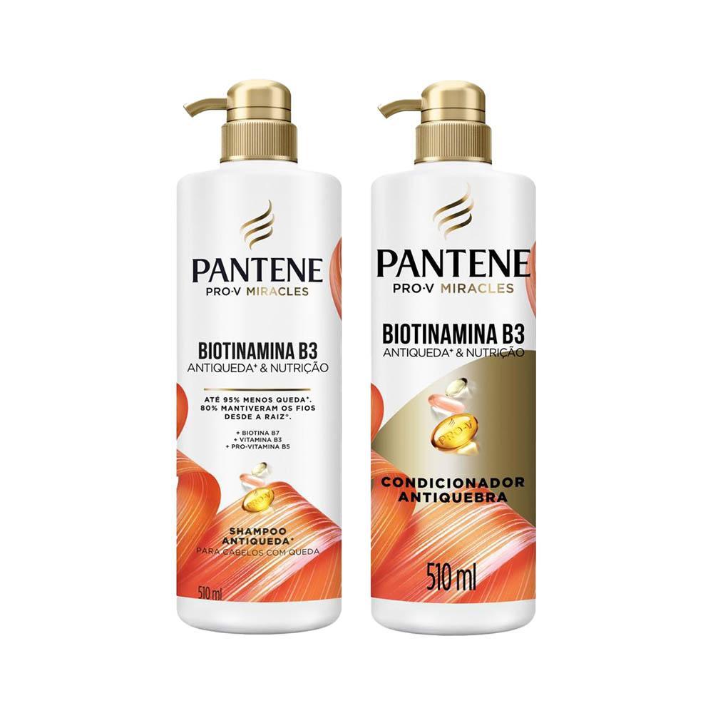 Kit Pantene Biotinamina B3 Shampoo Antiqueda 510ml + Condicionador 510ml