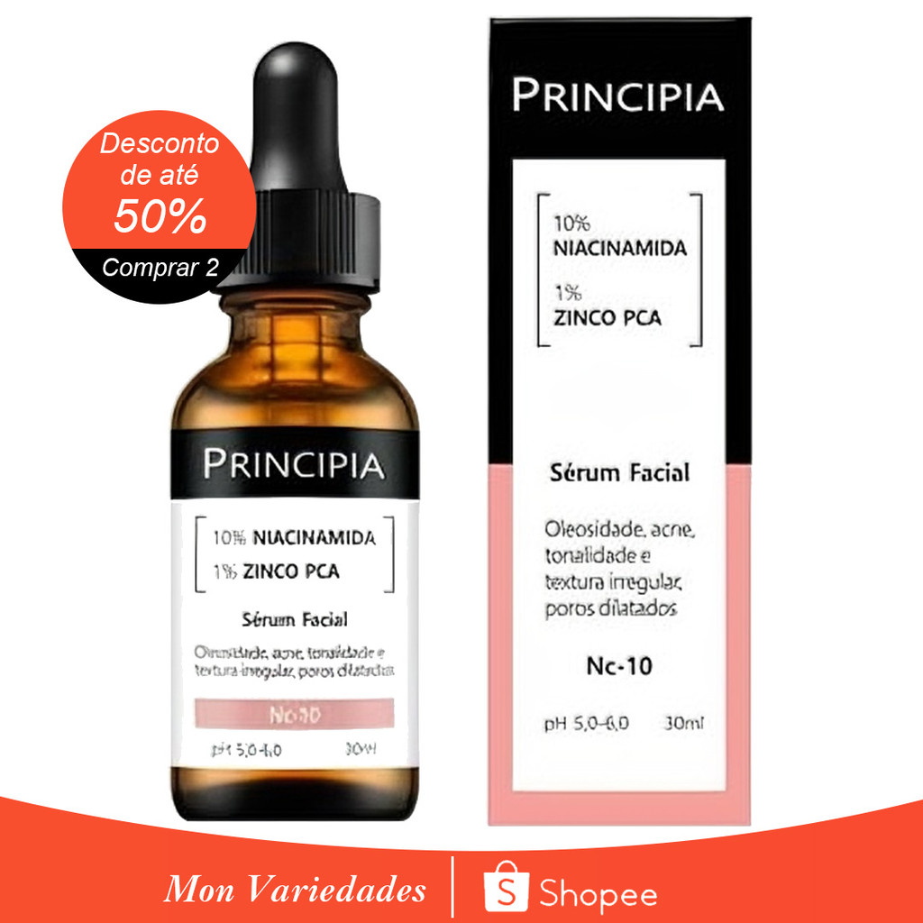 KIT3 Sérum Principia 10% Niacinamida: Reduz Oleosidade, Poros Fechados e Brilho