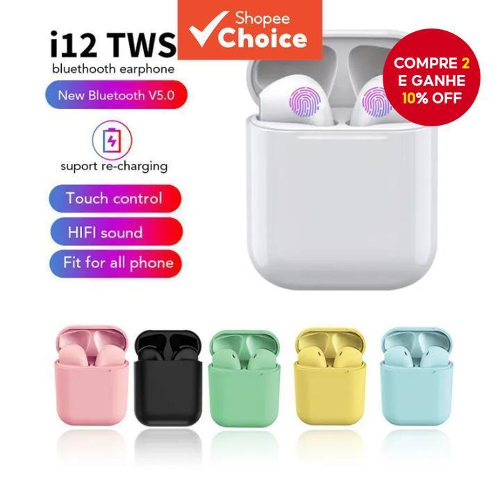 HQAI i12 Fones De Ouvido TWS Sem Fio Bluetooth Fone Hi-Fi HD Chamada Colorido Redução Ruído Esportes Para Todos Os Telef em Oferta na Shopee