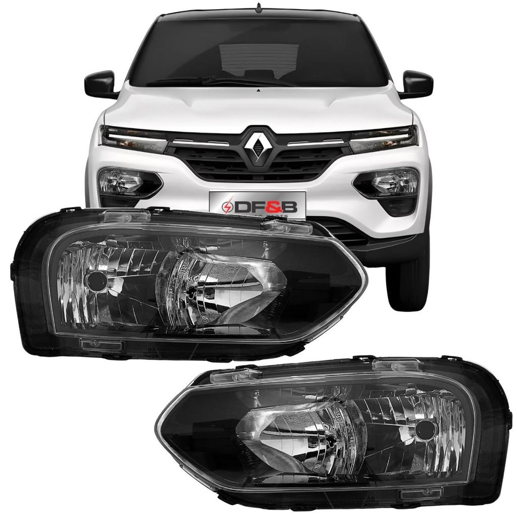 Par Farol Inferior Máscara Negra Renault Kwid 2023 a 2025