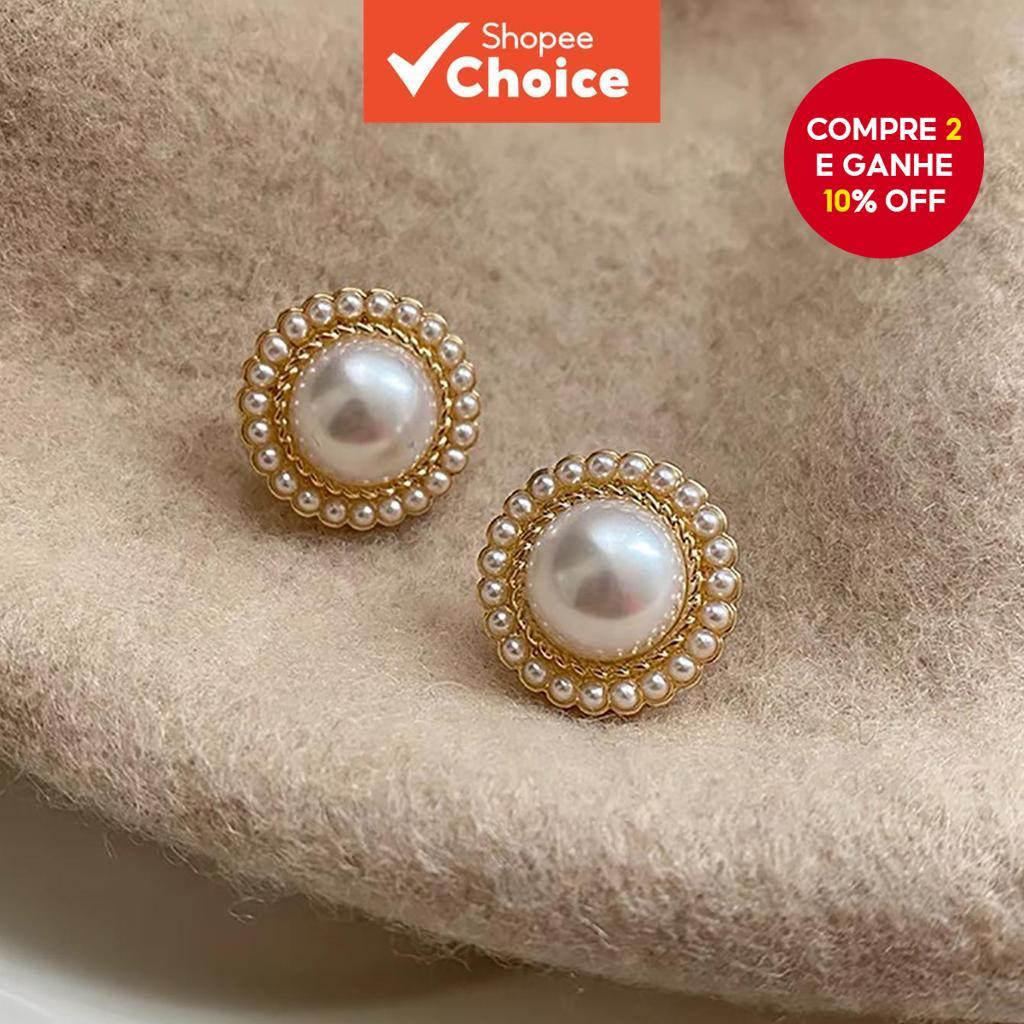 1 par simples temperamento único elegante luz luxo francês High-End redondo imitação pérola Design senhoras banquete eve