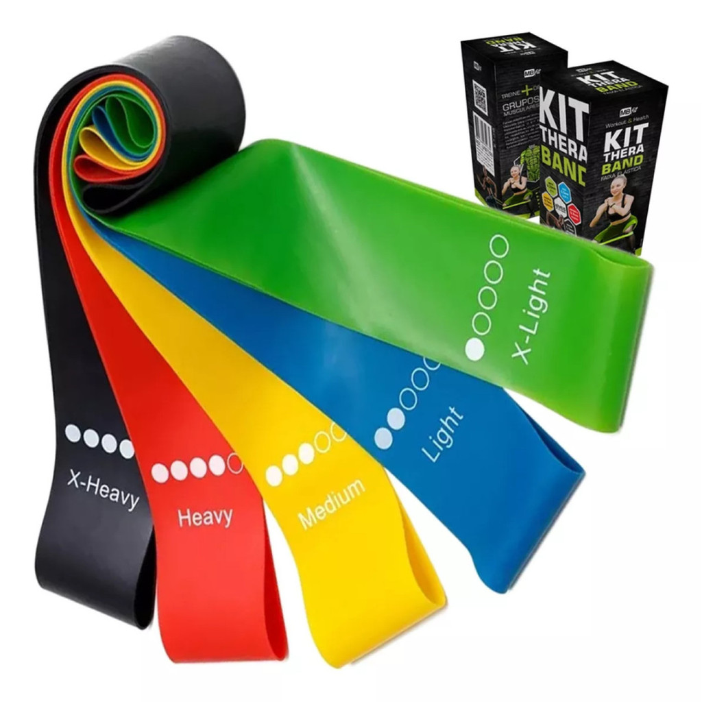 Imagem Kit 5 Mini Bands Elásticas – Faixas de Exercício para Treino Completo