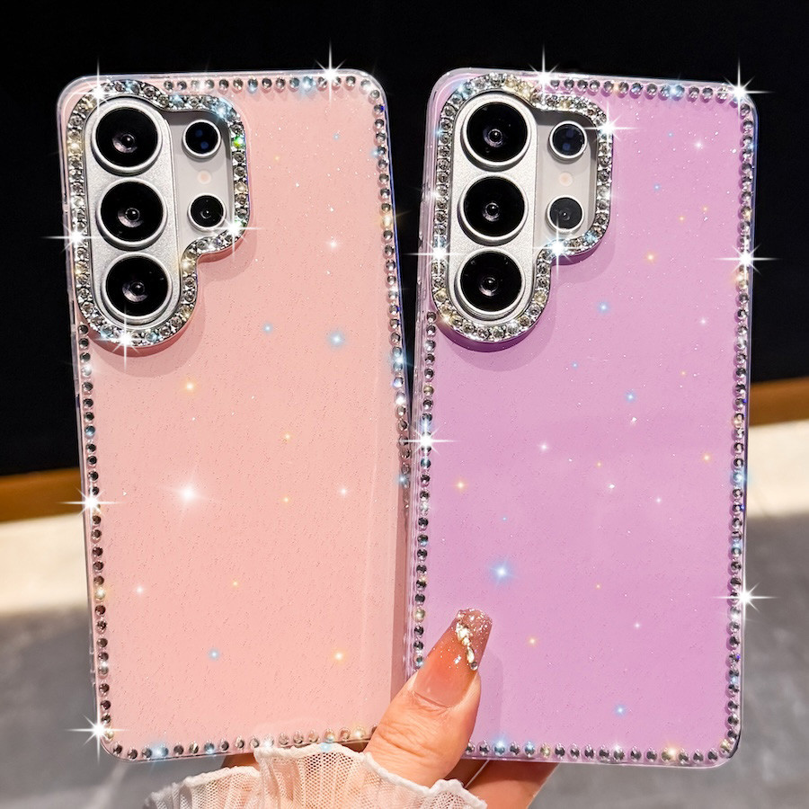 Capa De Luxo Para Samsung S24 S25 FE S26 S25 Plus S23 Ultra A16 A26 A36 A56 A17 A07 A15 A35 A55 5G Glitter Diamante Clar