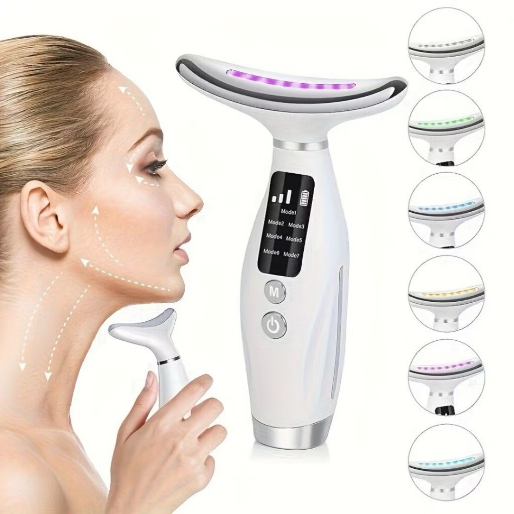 Massageador Portátil Beleza Pele Firmeza Pescoço Led de 7 Modos para Rosto e Pescoço