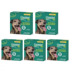 Kit 5 Chemital Chemitec Vermífugo para Cães - 4 Comprimidos