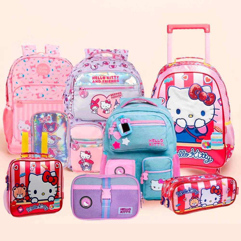 Material Escolar Papelaria Fofa Hello Kitty Mochila Lancheira Estojo Original Xeryus em Oferta na Shopee