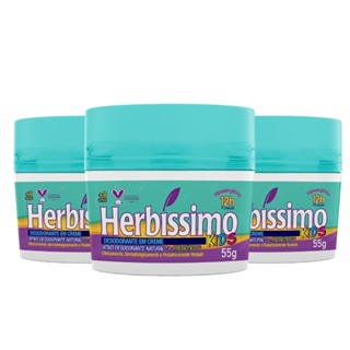 Kit 3 unid - Desodorante Creme Antitranspirante Herbíssimo Kids 55g em Oferta na Shopee