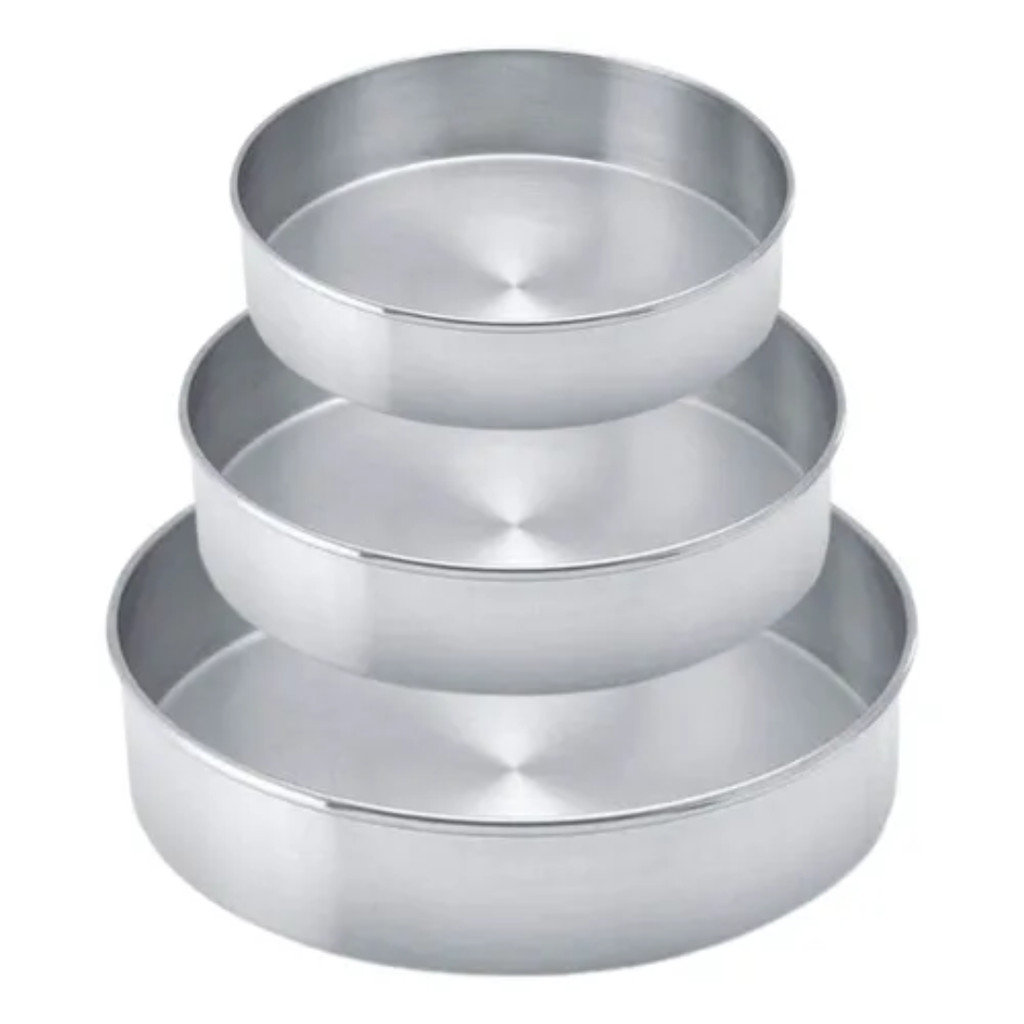 KIT 3 Formas Assadeira Bolo Aluminio REDONDA  Air Fryer 18/16/14cm em Oferta na Shopee
