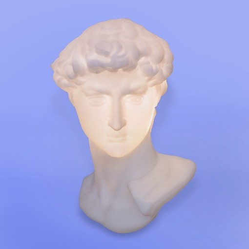 Luminária Grega Davi - Réplica Iluminada da Escultura de Davi e Golias, 35 cm