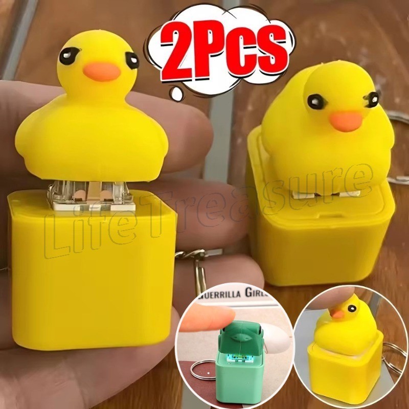 Chaveiro De Pato Com Som De Botão De Pressão-Presentes Interativos De Brinquedo Fidget-Alívio De Estresse De Sapo Engraç