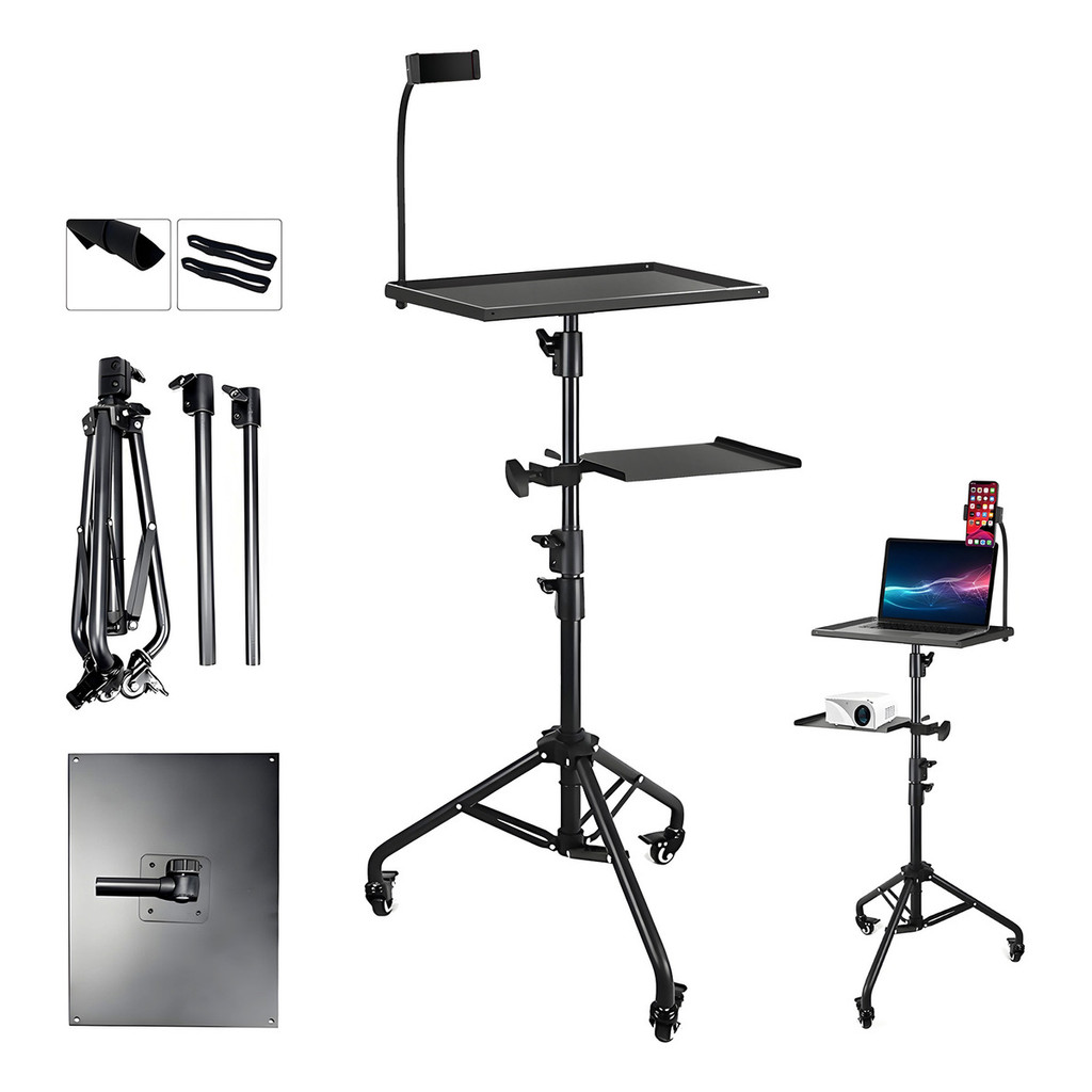 Suporte p/ Projetor com Rodas e Tripé Ajustável - Também para Notebook, Ideal para Sala de Aula e Empresa