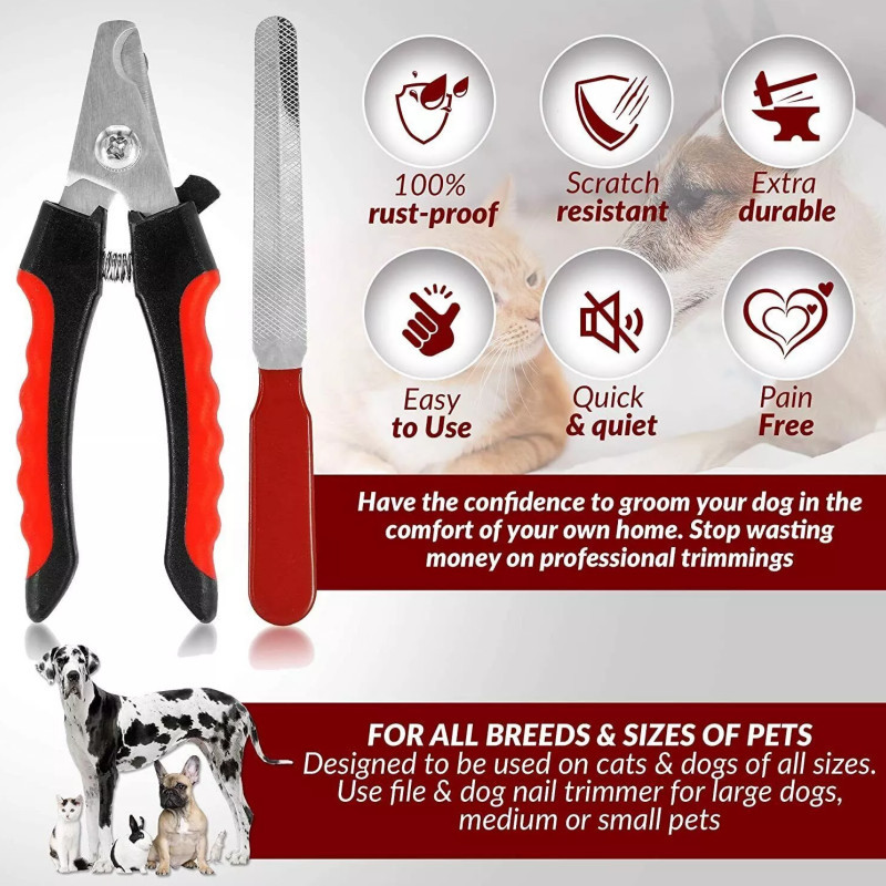 16CM Kit Cortador Alicate + Lixa De Unha Gatos E Cães Grande Porte Alicate Cortador de Unha Pet para Cachorro Higiene