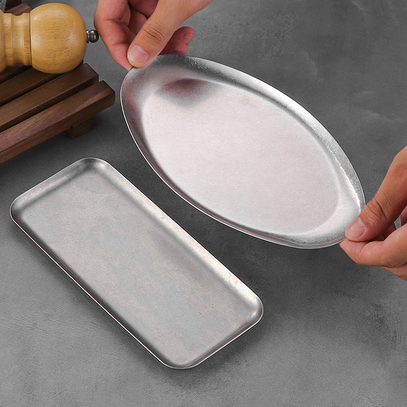 Estilo Retro estilo japonês placa de aço inoxidável nostálgico nostálgico lanche placa retangular lanche bandeja churras