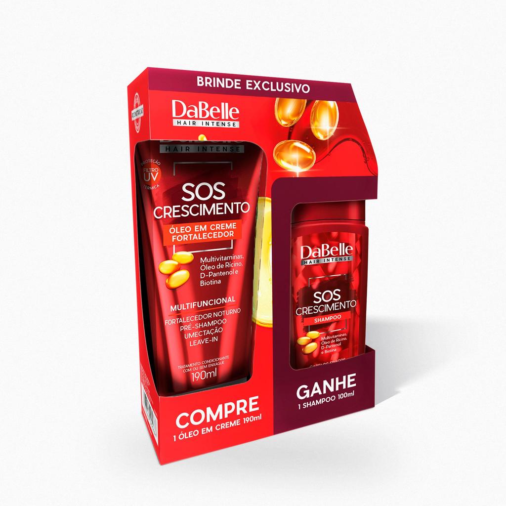 Óleo em Creme SOS Crescimento 190ml GANHE Mini Shampoo 100ml - Dabelle Hair