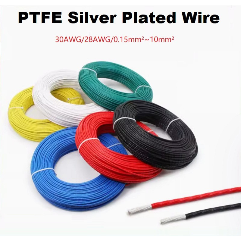 Fio Banhado A Prata PTFE 30AWG 28AWG 0.15 ~ 10mm2 Cabo De Cobre OFC De Alta Pureza Teflon HiFi Áudio Alto-Falante Fone D