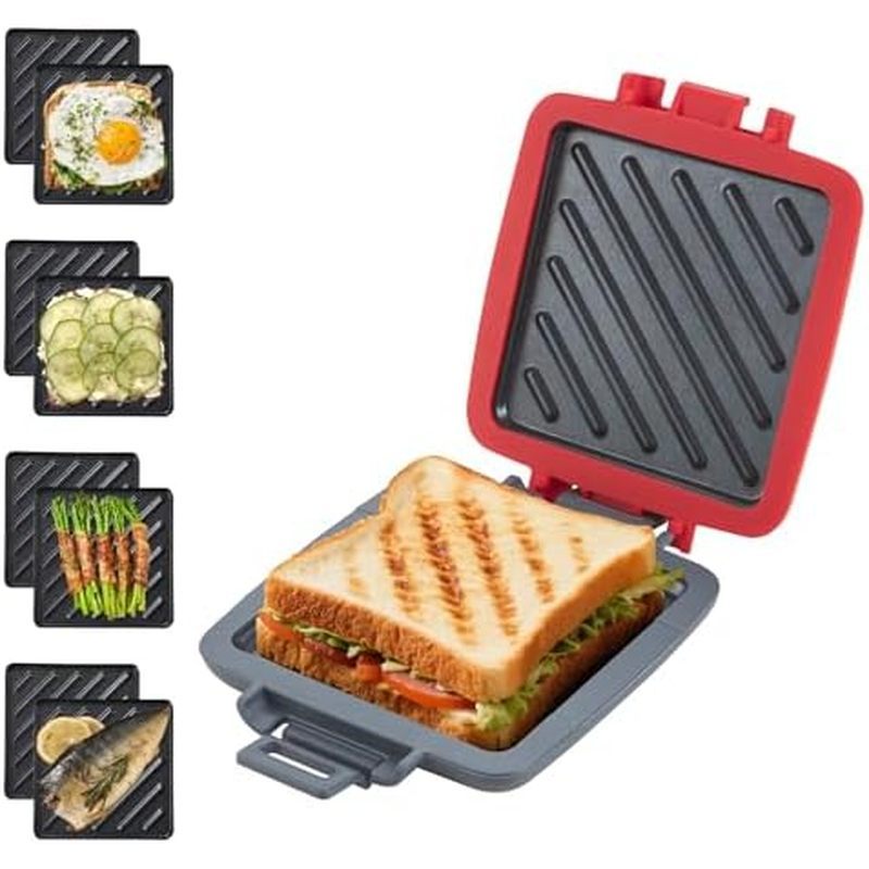 Sanduicheira Torrada De Microondas , Máquina De Lanche & amp ; Panini Press , Placas Antiaderentes Removíveis , Panelas 