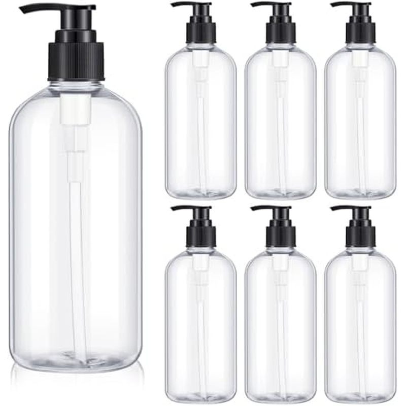 Eccliy 6 Pack Dispensador De Garrafas De Bomba Vazias 300ml/10.15oz De Plástico Transparente Reutilizável Frascos De Gra