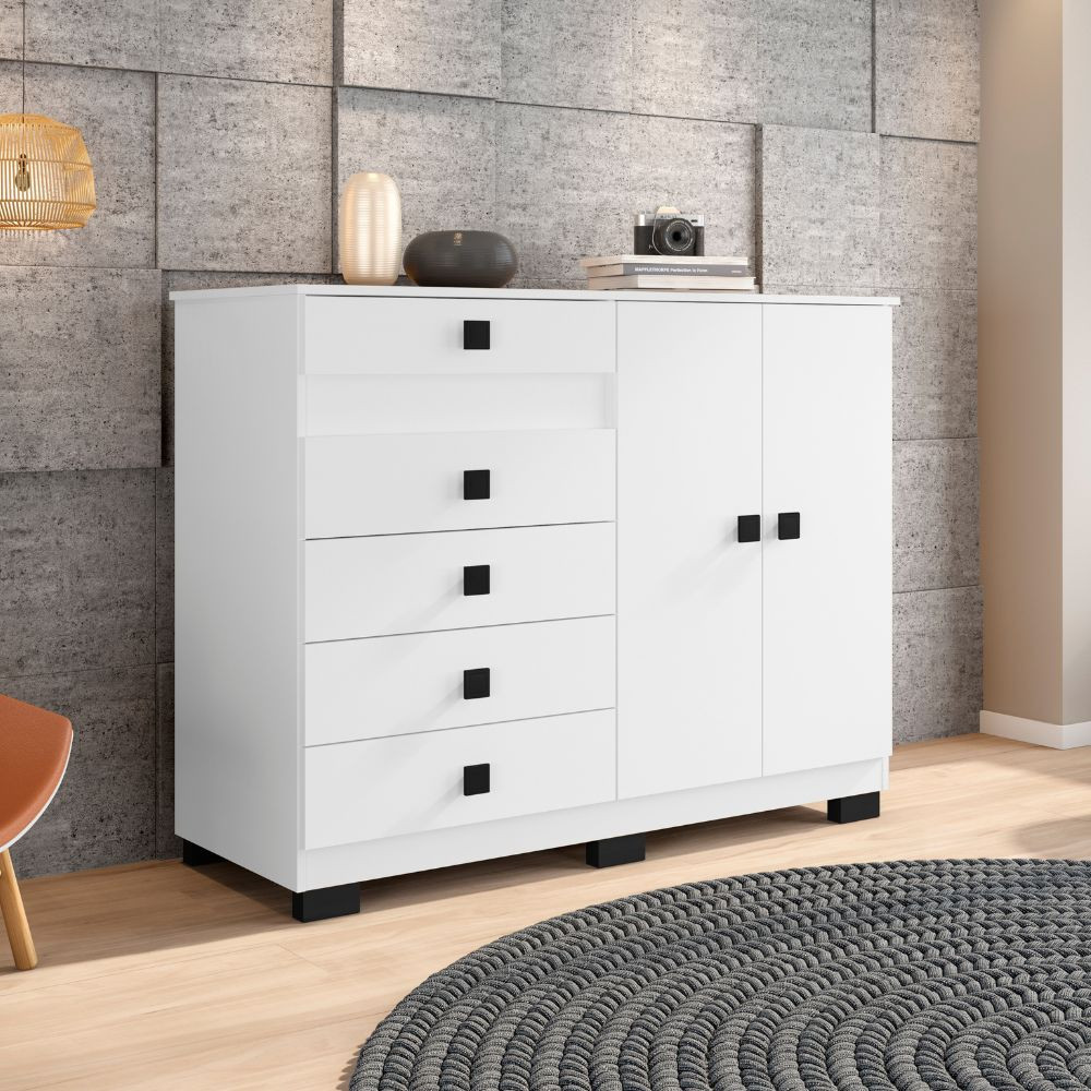 Cômoda Araplac 2 Portas 5 Gavetas  Organização com estilo para o seu ambiente!