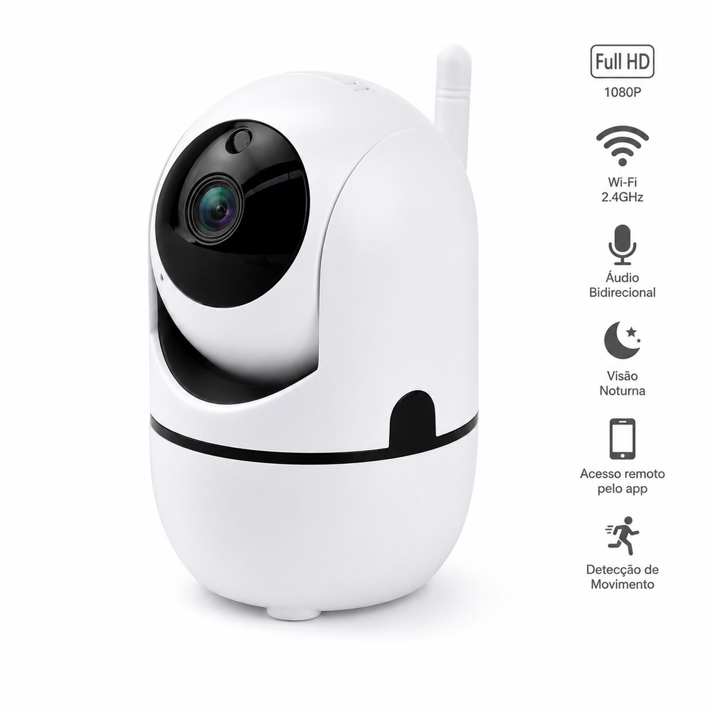 Câmera de Segurança Wi-fi Interna 1080p com Áudio e Visão Noturna - com App PIXLINK
