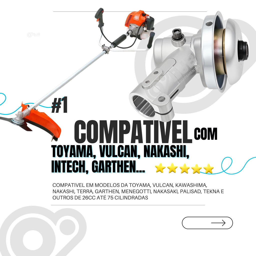 Ponteira Rocadeira Gasolina 2 Tempos 43cc 52cc 63cc Tubo 28mm 9 Estrias Premium Bjb — imagem 2 de 2