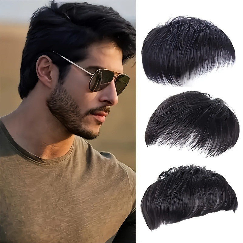 Perucas Masculinas, Cabelo Curto, Mais Vendidas no E-commerce na Europa e nos Estados Unidos, Peça Superior de Reposição