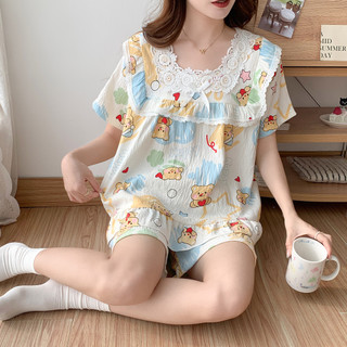 Conjunto De Pijama De Algodão Bonito Dos Desenhos Animados Princesa Nuvem Verão Manga Curta Shorts Homewear