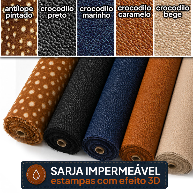 Tecido Sarja Impermeável Estampada Animal Skin Réptil Decoração Bolsa Estofado