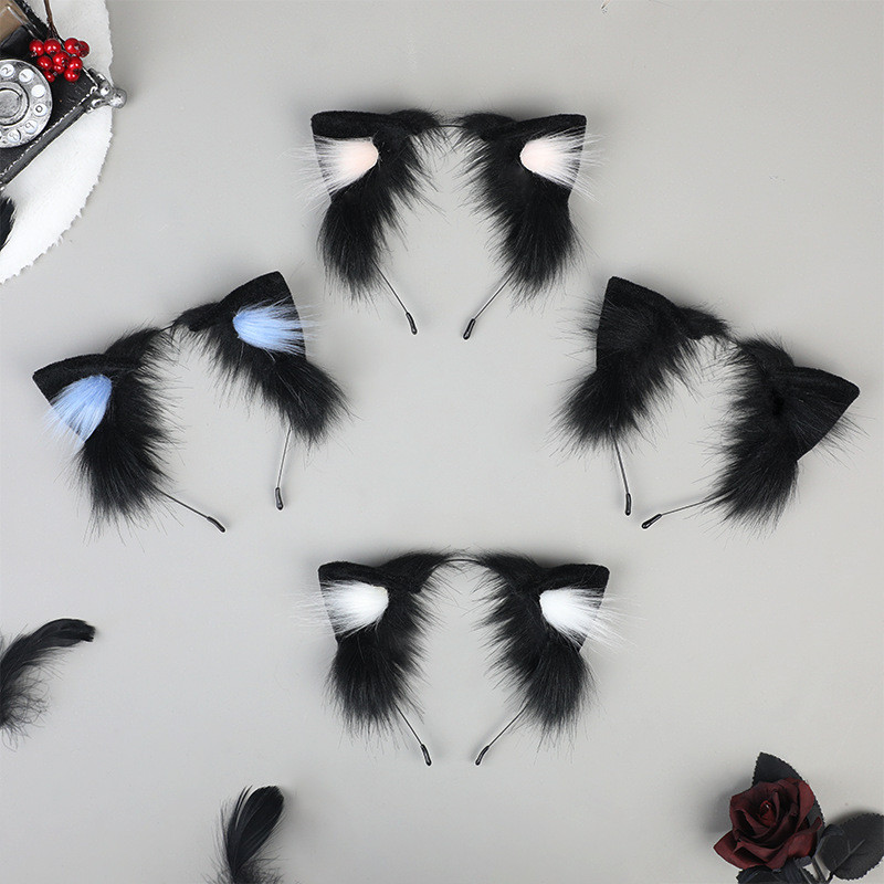 Tiara de orelhas de gato fofa, tiara de orelhas de gato de pelúcia para cosplay, acessório de gatinho de pelúcia, acessó