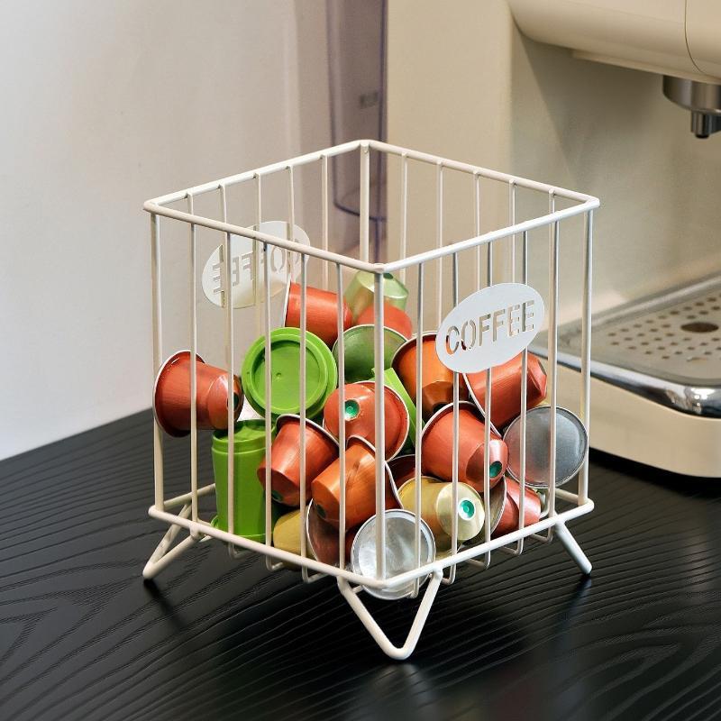 [largeloohg] Suporte Quadrado De Armazenamento De Cápsulas De Café De Ferro Para Organizador Bar Doméstico Com Slot Crem