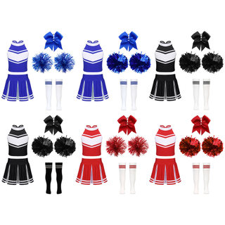 inhzoy Conjunto De Fantasia Infantil Para Meninas , Sem Mangas , Com Zíper , Saia Plissada 1 Peça , Laço , Chapéu , 2 Pe