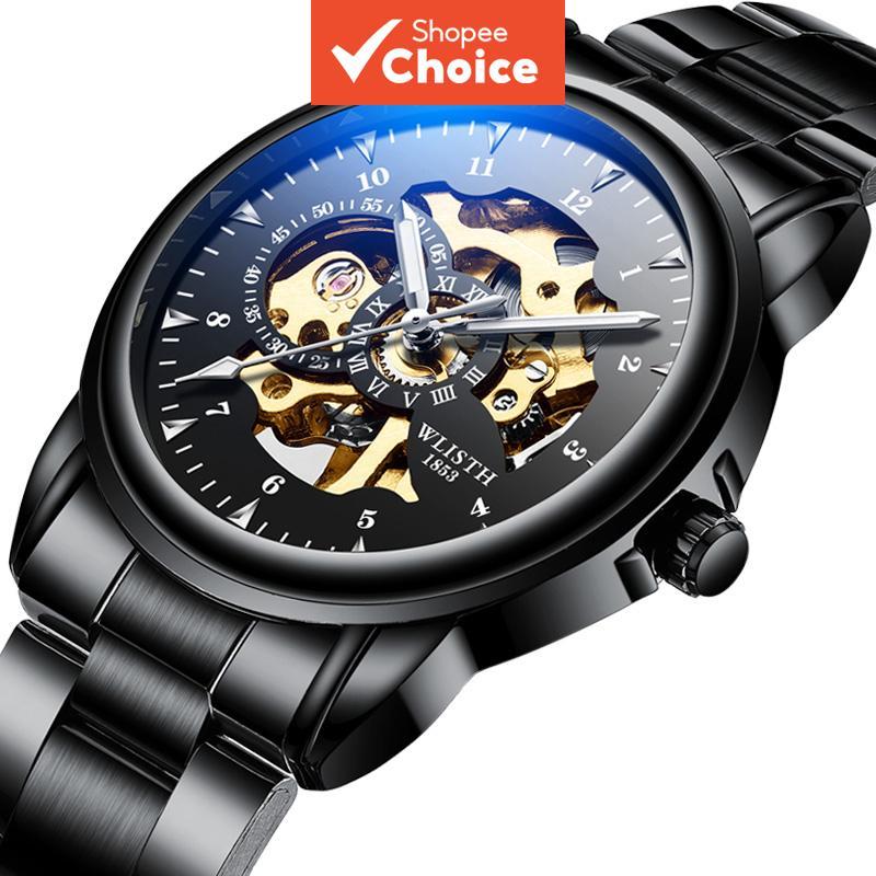 Wlisth Relógio Mecânico Automático Masculino Esqueleto Dial Pulseira De Aço 30m À Prova Dwaterproof Água Luxo Negócios S