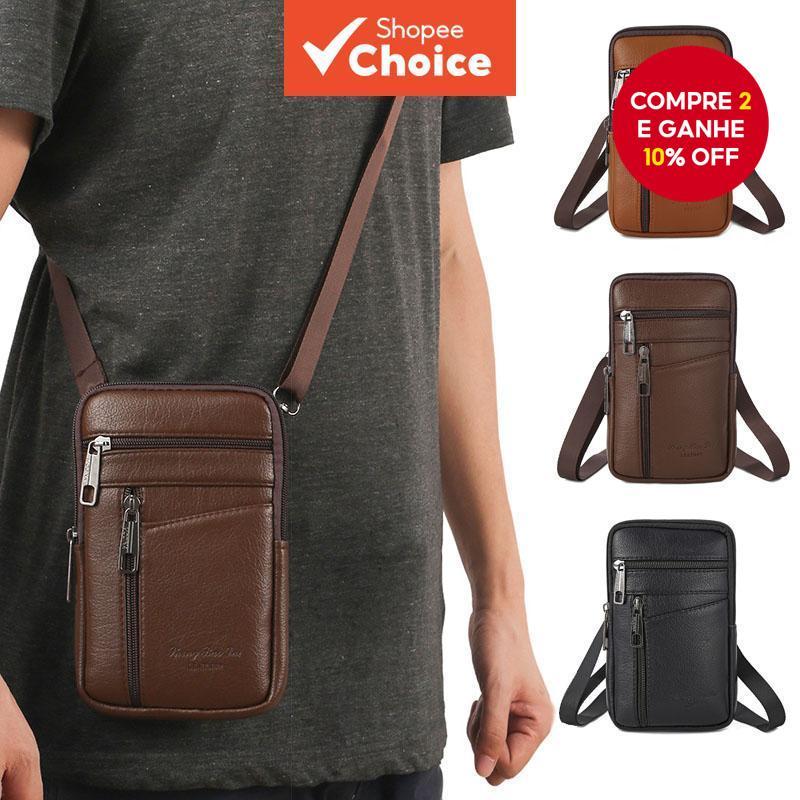 Bolsa Para O Ombro De Couro MINI Portátil Homem Peito em Oferta na Shopee