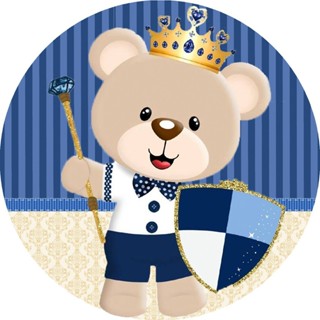 Painel Redondo Tecido Sublimado Ursinho Príncipe 1,50m em Oferta na Shopee